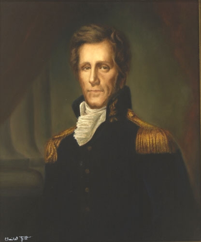 A painting of a man in military uniform.