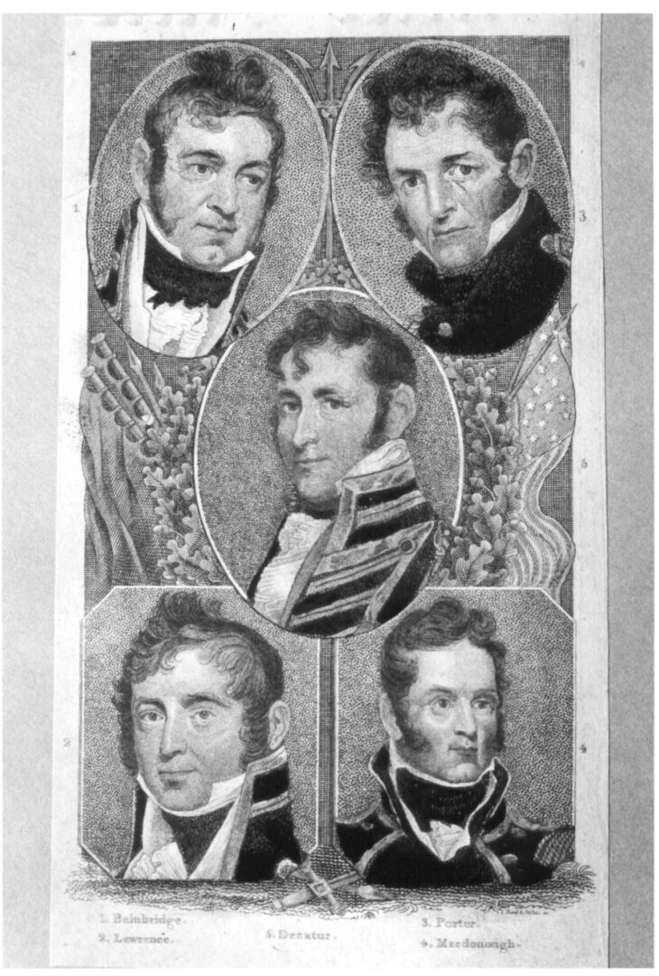 A black and white image of five men.